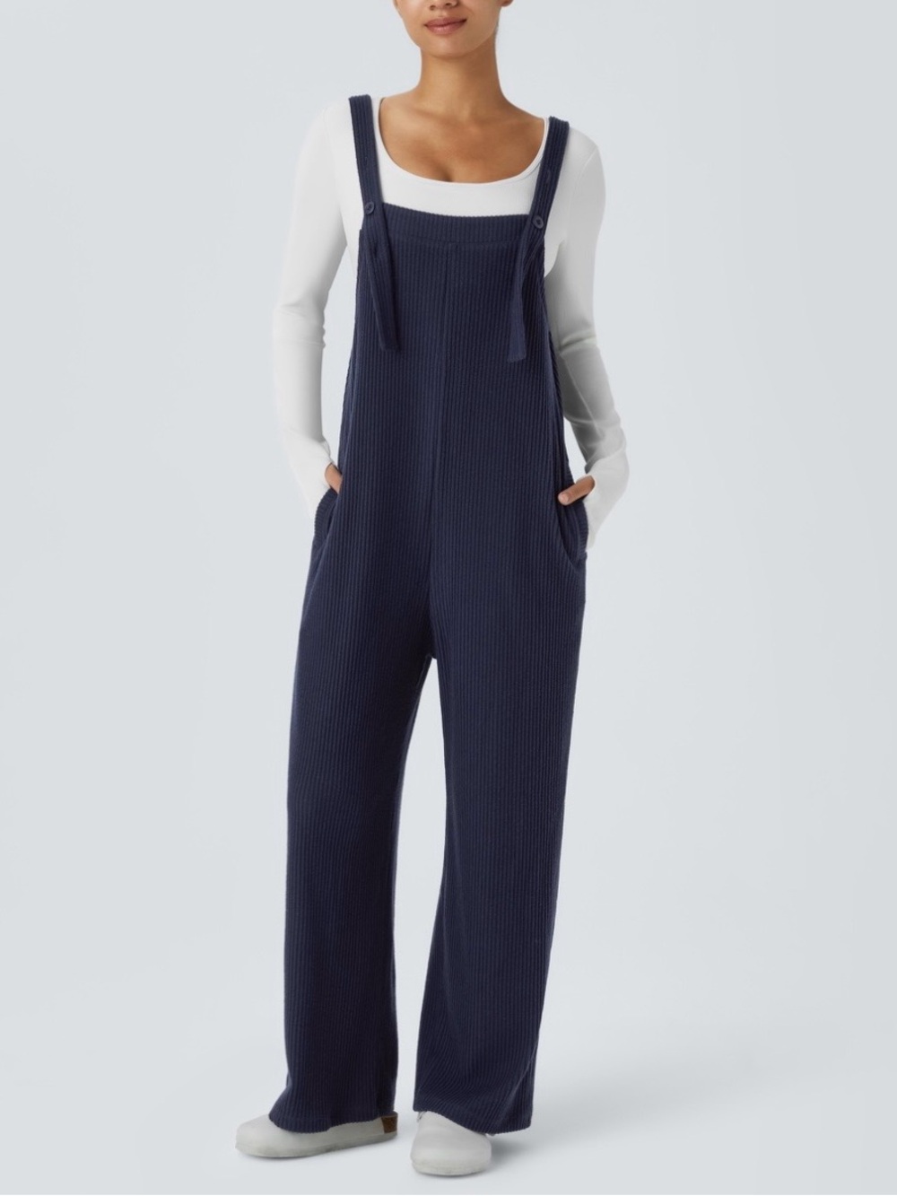 Halara Navy Blue Corduroy Overalls Jumpsuit Size XS NWT